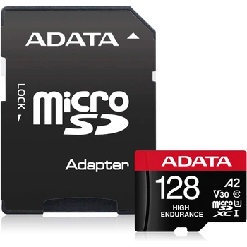 Карта памяти A-DATA High Endurance microSDXC 128GB (UHS-I U3) W-85 MB/s, R-100 MB/s Class 10 A2 V30 (AUSDX128GUI3V30SHA2-RA1) + SD Adapter