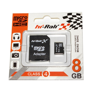 Карта памяти Hi-Rali microSDHC 8GB Class 4 (HI-8GBSDCL4-01) + SD Adapter