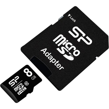 Карта памяти Silicon Power microSDHC 8GB W-10 MB/s, R-10 MB/s Class 10 (SP008GBSTH010V10SP) + SD Adapter