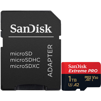 Карта памяти SanDisk Extreme PRO microSDXC 1TB (UHS-I U3) W-140 MB/s, R-200 MB/s Class 10 A2 V30 (SDSQXCD-1T00-GN6MA) + SD Adapter