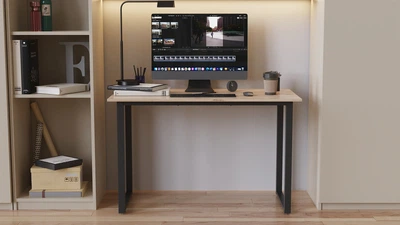 Стол письменный Кнап 2 Ferrum-decor 750x1000x600 Черный металл ДСП Дуб Сан-Марино 16 мм (KNAP2002)