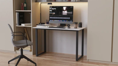 Стіл письмовий Кнап 2 Ferrum-decor 750x1200x700 Чорний метал ДСП Білий 16 мм (KNAP2033)
