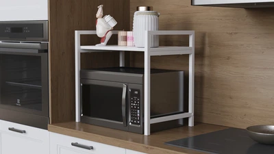 Підставка для мікрохвильовки Kitchen K303 Ferrum-decor 500x550x350 Білий метал ДСП Білий 16 мм (KITCH30309)