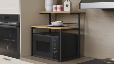 Подставка для микроволновки Kitchen K302 Ferrum-decor 590x550x350 Черный металл ДСП Дуб Артизан 16 мм (KITCH30206)