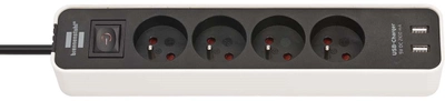 Мережевий фільтр Brennenstuhl Ecolor 4 розетки - 2 x USB Type-A 1.5 м Black/White (4007123656622)