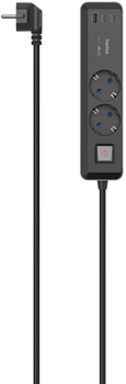Listwa przeciwprzepięciowa Hama 2 gniazda - USB Type-A - 2 x USB Type-C 1.4 m Black (4047443497314)