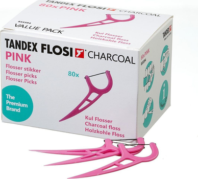 Flosser Tandex z włóknem węglowym Różowy 80 szt (5703459006108)