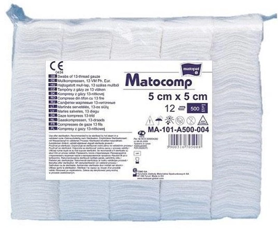 Марлеві компреси TZMO Matocomp Нестерильні 5 x 5 см 500 шт (5900516705008)