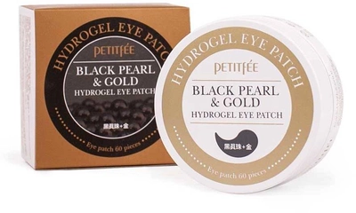 Płatki pod oczy Petitfee Black Pearl & Gold Hydrogel Eye Patch wygładzające hydrożelowe ze złotem i wyciągiem z czarnej perły 60 szt (8809239801820)