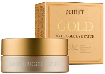 Патчі під очі Petitfee Gold Hydrogel Eye Patch зволожуючі та освітлюючі гідрогелеві із золотом 60 шт (8809239803596)