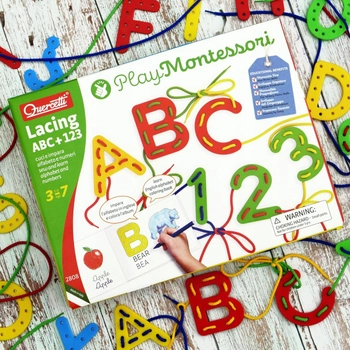 Навчальний набір Quercetti Play Montessori Переплетення ABC + 123 (5902447017359)