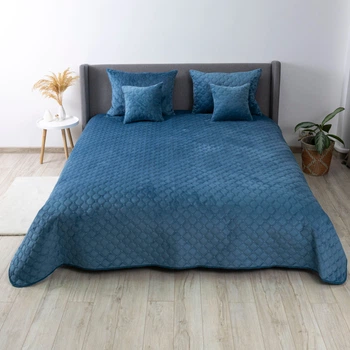 Покрывало ТЕП Velour Ромб круглый Синий Полуторное 150х210 см Двустороннее Полиэстер (2000008880800/4-00515_22872)
