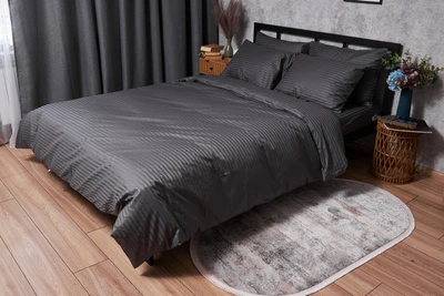 Комплект постільної білизни Moon&Star Полуторний 143х210 см Black Satin Stripe (MS-820003691)