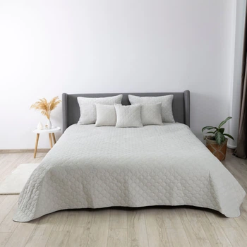 Покрывало ТЕП Velour Ромб круглый Светло-серый Евро 220х240 см Двустороннее Полиэстер (2000008658706/4-00517_22426)
