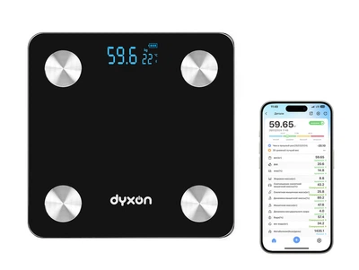 Смарт-весы умные напольные DYXON MEGASCALES 200 со встроенным аккумулятором Black