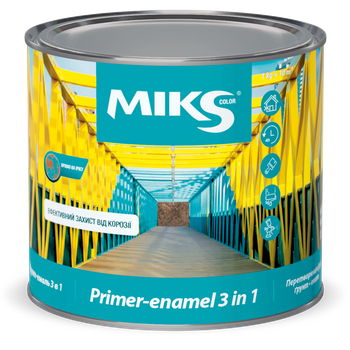 Ґрунт емаль алкідна MIKS Color 3 в 1 антикорозійна графітно-сіра RAL 7024 0,8 кг