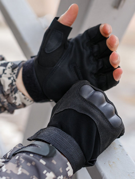 Тактичні перчатки, рукавички армійські без пальців (чорні) ON-012