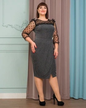Плаття Alenka Plus 142741-1, 56, сріблястий