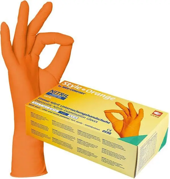 Перчатки нитриловые AMPRI Nitrile Orange, 100 шт, оранжевые, M