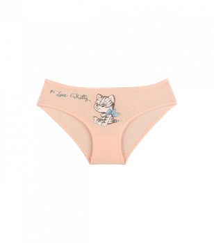 Трусы слипы для девочки с принтом Котик - Donella - 41623TT - 122-128 см - Персиковый