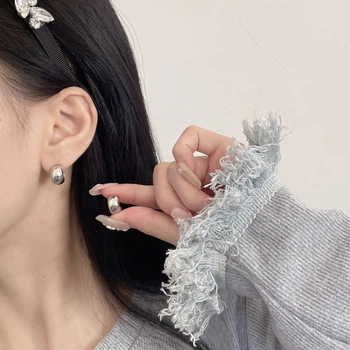 Серьги-полукольца гвоздики Honey Fashion Accessories серебристый (12-115)