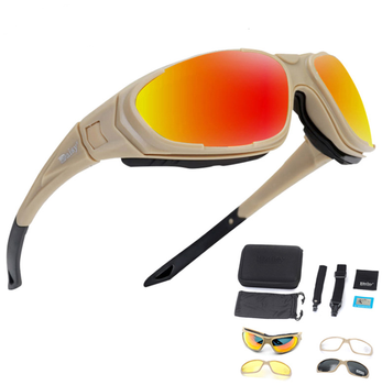 Тактические очки Daisy С9 армейские защитные с поляризацией с 4-ма сменными линзами Койот
