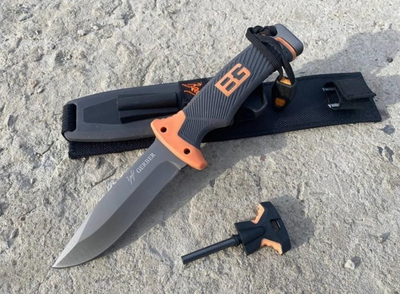 Туристичний мисливський ніж у чохлі з кресалом та свистком Gerber Bear Grylls В-226 25 см