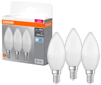 Набір світлодіодних ламп OSRAM BASE В40 4.9W E14 4000К 470Lm 3шт (4058075429680)