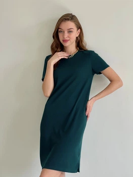 Платье-футболка в рубчик миди летнее женское Merlini Милан 700000152 L-XL Зеленое (700000152_2)