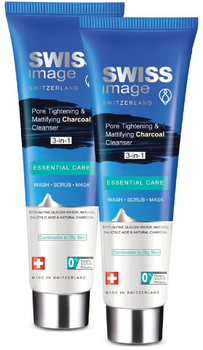 Гель для вмивання обличчя Swiss Image Essential Care Pore Tightening & Mattifying Charcoal Cleanser 75 мл (7649991164891)