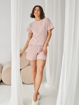 Пижама (футболка + шорты) женская муслиновая BARWA garments 0328/329 M Капучино (2113283292654)