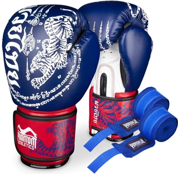 Боксерські рукавиці Phantom Muay Thai Blue 16 унцій + бинти (PHBG2496-16)