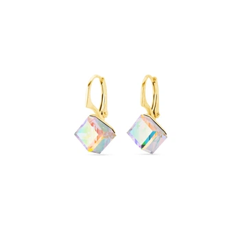 Срібні та позолочені сережки Spark зі Swarovski Cube KAG48418AB