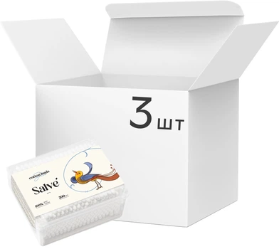 Упаковка ватних паличок Salve Прямокутні 200 шт х 3 пачки (4820101481388)