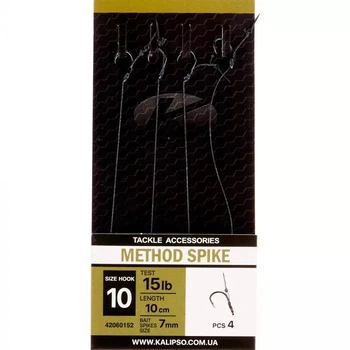 Короповий повідець з гачком Kalipso Method spike 10см №10 4шт