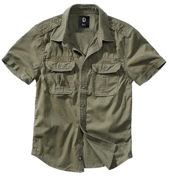 Рубашка винтажная Brandit Short Sleeve, XL Олива (4024.1.XL)