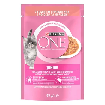 Консервированный корм Purina One Junior С лососем и морковью 85 г (7613038224466)