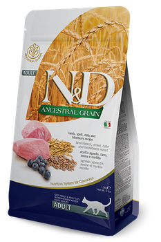 Сухой корм Farmina N&D Low Grain Cat Lamb&Blueberry Adult Сухой сухой корм с ягненком и черникой для взрослых кошек 1,5 кг (156433)