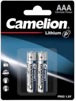 Літієві батарейки Camelion AAA Micro LR03 1.5 В 2 шт (19000203)