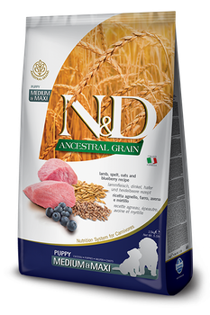 Сухий корм Farmina N&D Low Grain Dog Lamb&Blueberry Puppy Medium&Maxi Низькозерновий сухий корм з ягням та чорницею для цуценят середніх і великих порід 2,5 кг (156379)