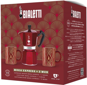 Гейзерна кавоварка Bialetti Moka Express Red 250 мл + Кружка 330 мл 2 шт (AGDBLTZAP0060)