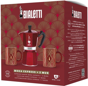 Kawiarka Bialetti Moka Express Red 250 ml + Kubek 330 ml 2 szt (AGDBLTZAP0060)