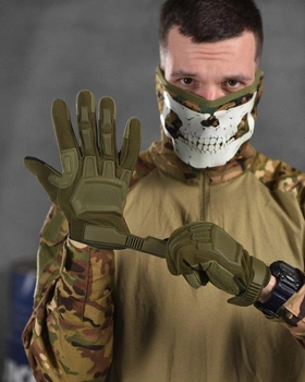 Армейские штурмовые полнопалые перчатки M олива (13426)