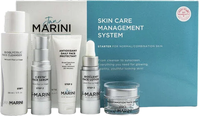 Zestaw do pielęgnacji twarzy Jan Marini Starter Skin Care Management System Żel oczyszczający 89 ml + Serum 15 ml + Lotion 15 ml + Transformujący krem do twarzy 14 g + Krem na dzień SPF 33 28 g (0814924011512)