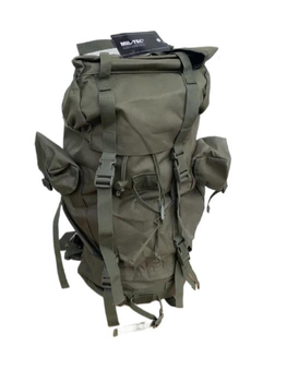 Рюкзак сумка Mil-Tec 65 - 80 л Хаки двухлямковый с регулируемыми ремнями креплением для каримата из водонепроницаемого полиэстра полевой для походов