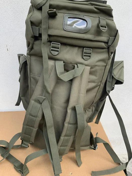 Рюкзак сумка Mil-Tec 65 - 80 л Хаки двухлямковый с регулируемыми ремнями креплением для каримата из водонепроницаемого полиэстра полевой для походов
