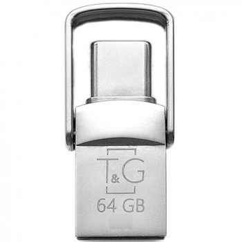 Флеш пам`ять TG ​​Metal 104 64GB 2в1 Type-C USB універсальний T&G накопичувач/флешка для пристроїв/ПК/ноутбука/Samsung/Xiaomi/Huawei/Meizu Сталевий