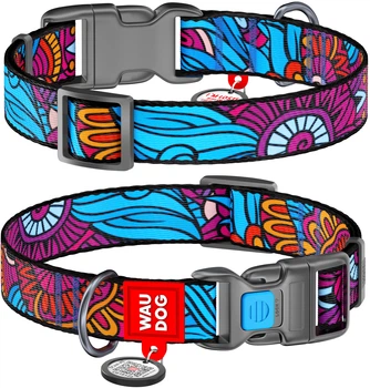 Obroża dla psa nylonowa WAUDOG Nylon z paszportem QR wzór "Summer" plastik fastex szer. 25 mm dł. 37-58 cm (4823089312750)
