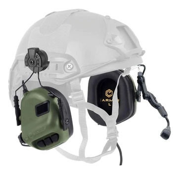 Активні захисні навушники Earmor M32H MOD3 (FG) Olive з гарнітурою та кріпленням на шолом (EM-M32H-M3-FG)