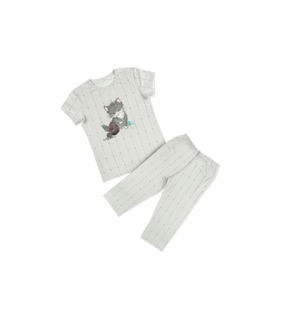 Детская пижама для девочки капри - Donella - 10086 - 122-128 см - Молочный